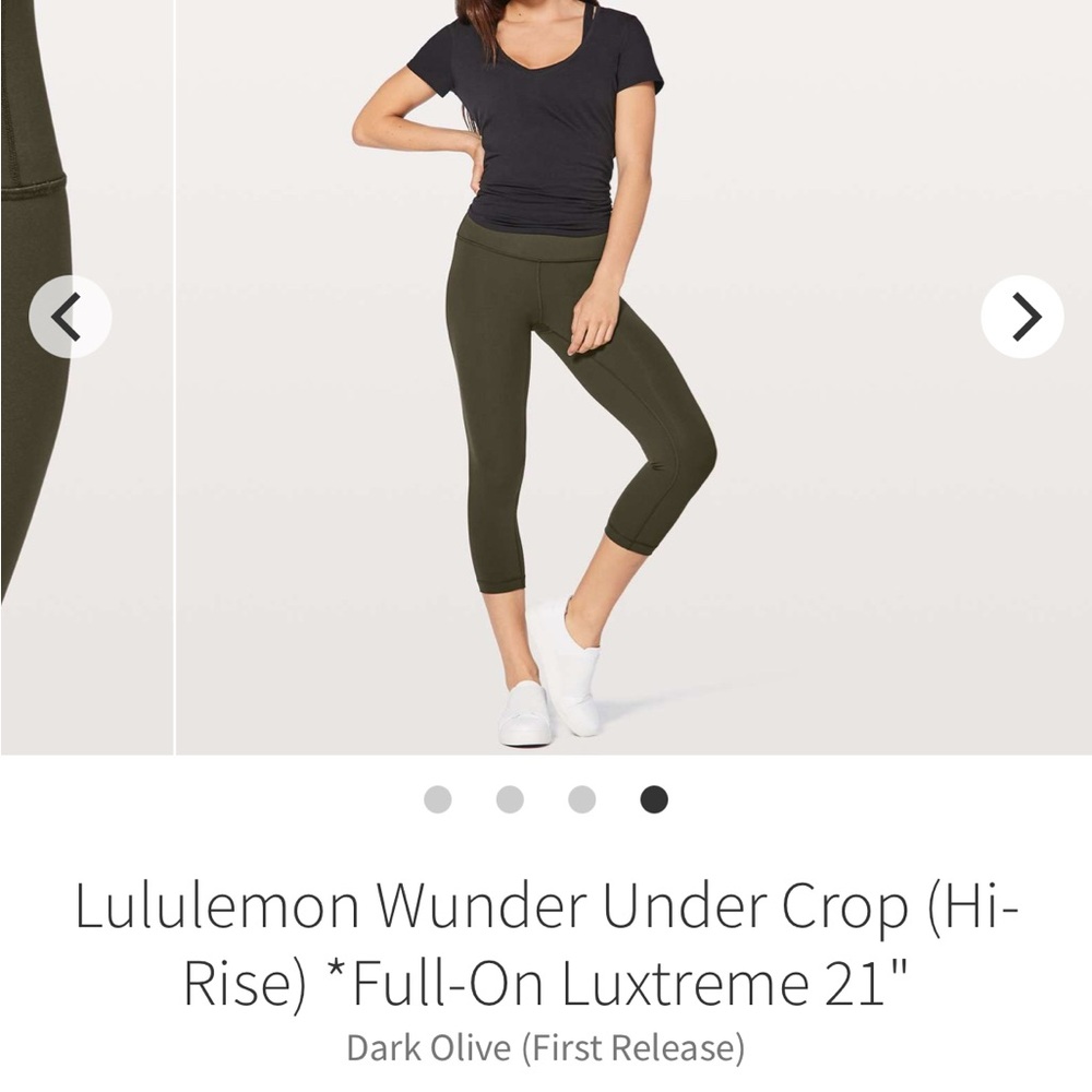 Lululemon Wunder Under Crop Hi-Rise Full-On Luxtreme 21" Dark Olive Size 4